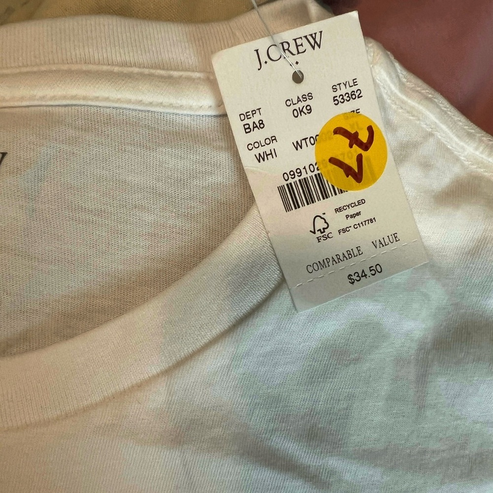 J Crew Factory Men's Cotton Washed Jersey Short Sleeve Tee Stone NWT XL #2190 - Picture 5 of 9